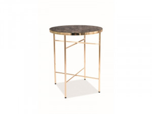 MASUTA DE CAFEA IBIZA C, 42 CM, EFECT DE MARMURA GRI/AURIU, BLAT DIN STICLA SECURIZATA SI CADRU DIN METAL, STIL MODERN