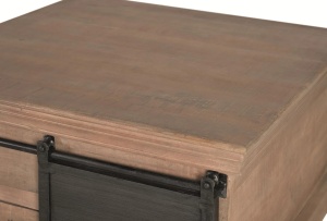 MASUTA DE CAFEA INDUSTRIAL 90CM, REALIZATA DIN LEMN DE MANGO SI METAL, CULOARE NATUR/GRI INCHIS, GINER Y COLOMER - Img 5