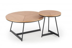 MASUTA DE CAFEA KARIDA, STEJAR/NEGRU, DIN MDF, FURNIR NATURAL SI METAL, STIL MODERN - Img 2