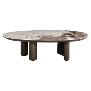 MASUTA DE CAFEA LANGFORD, 214219, CONFECTIONATA DIN LEMN MASIV DE STEJAR, LEMN RECICLAT, CERAMICA SI MDF, MARO SI BEJ, STIL MODERN - Img 3
