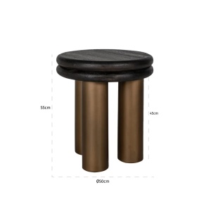 MASUTA DE CAFEA MACARON, 7711, NEGRU RUSTIC, CONFECTIONATA DIN METAL SI LEMN DE STEJAR, STIL MODERN - Img 4