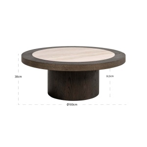 MASUTA DE CAFEA NANDO, 214217, CONFECTIONATA DIN FURNIR DE STEJAR, MDF, TRAVERTIN SI LEMN RECICLAT, MARO SI BEJ, STIL MODERN - Img 4