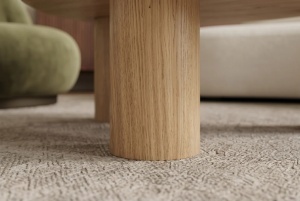 MASUTA DE CAFEA ORGANIC 110CM, REALIZATA DIN MDF SI CERAMICA, CULOARE BEJ/NATUR, INVICTA INTERIOR - Img 3