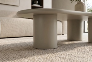 MASUTA DE CAFEA ORGANIC 130CM, REALIZATA DIN MDF, CULOARE BEJ/GRI, INVICTA INTERIOR - Img 5