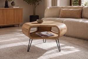 MASUTA DE CAFEA ORGANIC LIVING 70CM, REALIZATA DIN LEMN DE MANGO, CULOARE NATUR, INVICTA INTERIOR - Img 8
