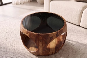 MASUTA DE CAFEA ORGANIC LOOP 60CM, REALIZATA DIN LEMN DE TRANDAFIR SI STICLA, DE CULOARE MARO, ARTIM GROUP SELECTION - Img 5