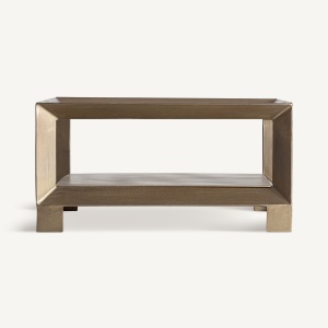 MASUTA DE CAFEA SADILLAC 74CM, REALIZATA DIN METAL SI STICLA, CULOARE AURIU ANTICHIZAT, REALIZATA MANUAL - Img 2