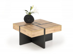 MASUTA DE CAFEA SEVILLA S, CU SPATIU DE DEPOZITARE, STEJAR/NEGRU MAT, DIN MDF LAMINAT, STIL MODERN
