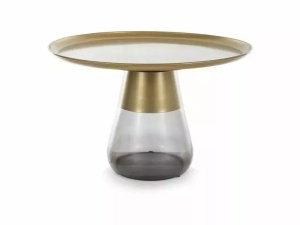 MASUTA DE CAFEA TIFFANY B, 70 CM, AURIU MAT/NEGRU, BLAT DIN METAL SI CADRU DIN STICLA, STIL MODERN