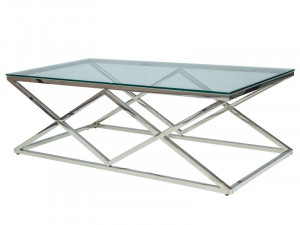 MASUTA DE CAFEA ZEGNA A, 120 cm, CROM/TRANSPARENT, DIN METAL SI STICLA, STIL MODERN, SIGNAL