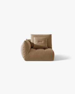 MODUL CANAPEA BLOOM, PE STANGA, BEJ MIGDALA, 116X97 CM, CU TAPITERIE DIN TEXTIL CATIFEA CASINO, MICADONI