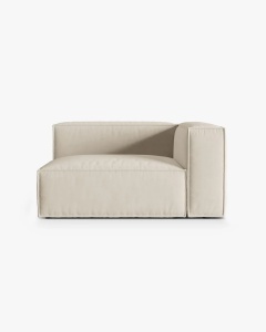 MODUL CANAPEA/COLTAR NURIA BEJ, PE DREAPTA, 145X110 CM, TAPITAT CU TAPITERIE DIN TEXTIL CATIFEA PARIS, MICADONI