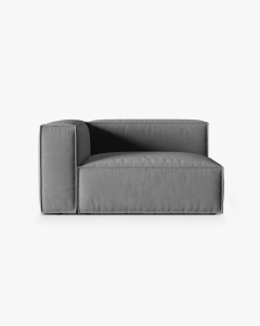 MODUL CANAPEA/COLTAR NURIA GRI, PE STANGA, 145X110 CM, TAPITAT CU TAPITERIE DIN TEXTIL CATIFEA PARIS, MICADONI