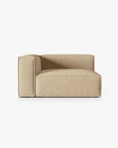 MODUL CANAPEA/COLTAR NURIA NUD, PE STANGA, 145X110 CM, TAPITAT CU TAPITERIE DIN TEXTIL CATIFEA PARIS, MICADONI