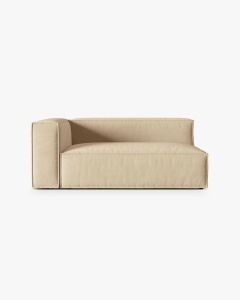 MODUL CANAPEA/COLTAR NURIA NUD, PE STANGA, 185X110 CM, TAPITAT CU TAPITERIE DIN TEXTIL CATIFEA PARIS, MICADONI