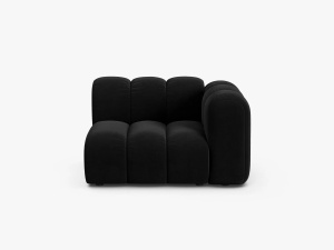 MODUL CANAPEA LUPIN, 114 CM, PE DREAPTA, NEGRU, CU TAPITERIE DIN TEXTIL CATIFEA SALVADOR, MICADONI