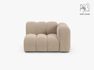 MODUL CANAPEA LUPIN, 114 CM, PE STANGA, BEJ INCHIS, CU TAPITERIE DIN TEXTIL CATIFEA VENUS, MICADONI