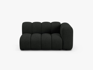 MODUL CANAPEA LUPIN, PE DREAPTA, 144 CM, NEGRU, CU TAPITERIE DIN TEXTIL BOUCLE BALOO, MICADONI