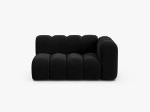 MODUL CANAPEA LUPIN, PE DREAPTA, 144 CM, NEGRU, CU TAPITERIE DIN TEXTIL CATIFEA SALVADOR, MICADONI