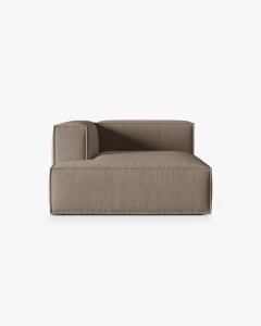 MODUL COLTAR/CANAPEA NURIA GRI CALD, PE STANGA, 147X127 CM, TAPITAT CU TAPITERIE DIN TEXTIL CATIFEA PARIS, MICADONI