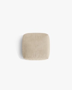 MODUL POUF CANAPEA/COLTAR MARTINA, 108X108 CM, BEJ DESCHIS, TAPITAT CU TAPITERIE DIN TEXTIL CATIFEA VOGUE, MICADONI - Img 3