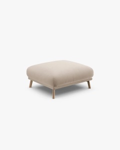 MODUL POUF COLTAR NAOMI, BEJ, 85X85 CM, TAPITAT CU TAPITERIE DIN TEXTIL CATIFEA SALVADOR, MICADONI - Img 2