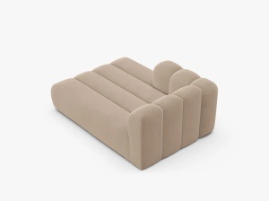 MODUL SEZLONG CANAPEA LUPIN, PE STANGA, BEJ, CU TAPITERIE DIN TEXTIL CATIFEA VENUS, MICADONI - Img 3