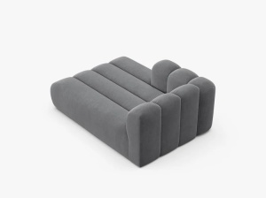 MODUL SEZLONG CANAPEA LUPIN, PE STANGA, GRI, CU TAPITERIE DIN TEXTIL CATIFEA SALVADOR, MICADONI - Img 3