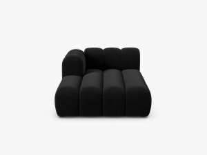 MODUL SEZLONG CANAPEA LUPIN, PE STANGA, NEGRU, CU TAPITERIE DIN TEXTIL CATIFEA SALVADOR, MICADONI