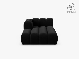 MODUL SEZLONG CANAPEA LUPIN, PE STANGA, NEGRU, CU TAPITERIE DIN TEXTIL CATIFEA VENUS, MICADONI