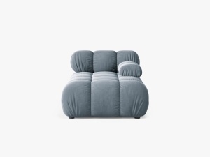 MODUL SEZLONG COLTAR BELLIS, PE DREAPTA, ALBASTRU DESCHIS, CU TAPITERIE DIN CATIFEA BLUVEL, MICADONI