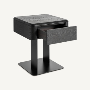 NOPTIERA CAIZA 46CM, LEMN, FURNIR SI METAL, CULOARE NEAGRA, STIL CONTEMPORAN, VICAL HOME - Img 3