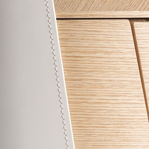 NOPTIERA MODERNA HUEZ 47CM, REALIZATA DIN LEMN, METAL SI TEXTIL, CULOARE BEJ/STEJAR, REALIZATA MANUAL - Img 4