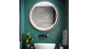 OGLINDA BAIE REA MMJ, CU LED, 50CM, AURIU ROSE PERIAT, DIN STICLA, CALITATE SUPERIOARA - Img 5