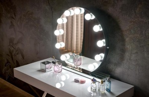OGLINDA DE MASA CU ILUMINARE, TORANO, 70X70CM, ARGINTIE, ARTIM GROUP SELECTION