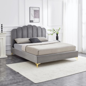 PAT 160X200CM, ARTIM MEBLE, CU SPATIU DE DEPOZITARE, REALIZAT DIN CATIFEA GRI, STIL MODERN