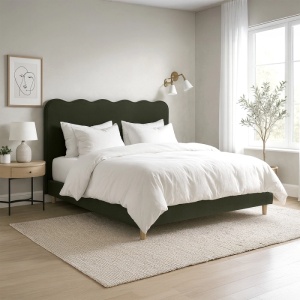 PAT 160X200CM, ARTIM MEBLE, CU SPATIU DE DEPOZITARE, REALIZAT DIN TEXTIL VERDE, STIL MODERN