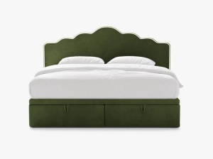 PAT CONTINENTAL TAPITAT DREAM, 180X200, VERDE ARMY FILDES, SOMIERA RABATABILA, CU TAPITERIE DIN CATIFEA MAGIC, MICADONI - Img 2