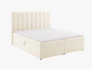 PAT CONTINENTAL TAPITAT KELP, 140X200, BEJ DESCHIS, SOMIERA RABATABILA, CU TAPITERIE DIN CATIFEA BLUVEL, MICADONI