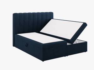 PAT CONTINENTAL TAPITAT KELP, 180X200, ALBASTRU ROYAL, SOMIERA RABATABILA, CU TAPITERIE DIN TEXTIL STRUCTURAT MOLYBDEN, MICADONI - Img 3