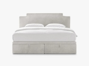 PAT CONTINENTAL TAPITAT PRINCESS, 160X200, GRI DESCHIS, SOMIERA RABATABILA, CU TAPITERIE DIN CATIFEA MAGIC VELVET, MICADONI - Img 2