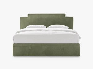 PAT CONTINENTAL TAPITAT PRINCESS, 160X200, VERDE FILDES, SOMIERA RABATABILA, CU TAPITERIE DIN CATIFEA MAGIC VELVET, MICADONI - Img 2
