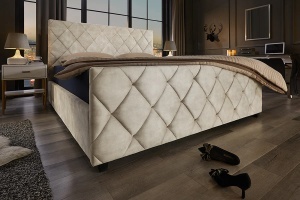 PAT CU SPATIU DE DEPOZITARE, ELYSIUM 180X 200CM, MATERIAL TEXTIL FOARTE FIN(CATIFEA), CULOARE SAMPANIE, ARTIM GROUP SELECTION - Img 8