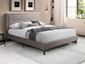 PAT DORMITOR MALAGA, 160X200, BEJ BLUVEL 40/NEGRU, CU TAPITERIE DIN CATIFEA, STIL MODERN
