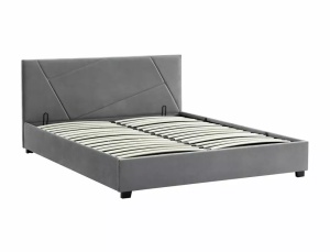 PAT DORMITOR STIL COLUMBIA, CU SPATIU DE DEPOZITARE, 140 CM, GRI TAP 192, TAPITERIE DIN CATIFEA, STIL MODERN - Img 6