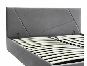 PAT DORMITOR STIL COLUMBIA, CU SPATIU DE DEPOZITARE, 160 CM, GRI TAP 192, TAPITERIE DIN CATIFEA, STIL MODERN - Img 3