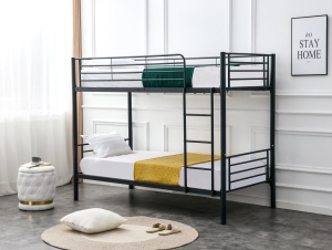 PAT DORMITOR SUPRAETAJAT BUNKY TWIN 90, NEGRU, CONFECTIONAT DIN METAL, STIL MODERN