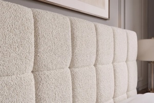 PAT EXCLUSIVIST PRESTIGE 140X 200CM, CU SPATIU DE DEPOZITARE, REALIZAT DIN LEMN SI TEXTIL BOUCLE, CULOARE CREM - Img 6