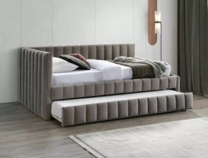 PAT EXTENSIBIL STIL ALFIE, 120 CM, BEJ BLUVEL 40, TAPITERIE DIN CATIFEA, STIL MODERN