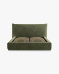 PAT KAELLE, 180X200 CM, VERDE, CU SOMIERA RABATABILA, TAPITAT CU TAPITERIE DIN TEXTIL CHENILLE PERFECT HARMONY, MICADONI - Img 4